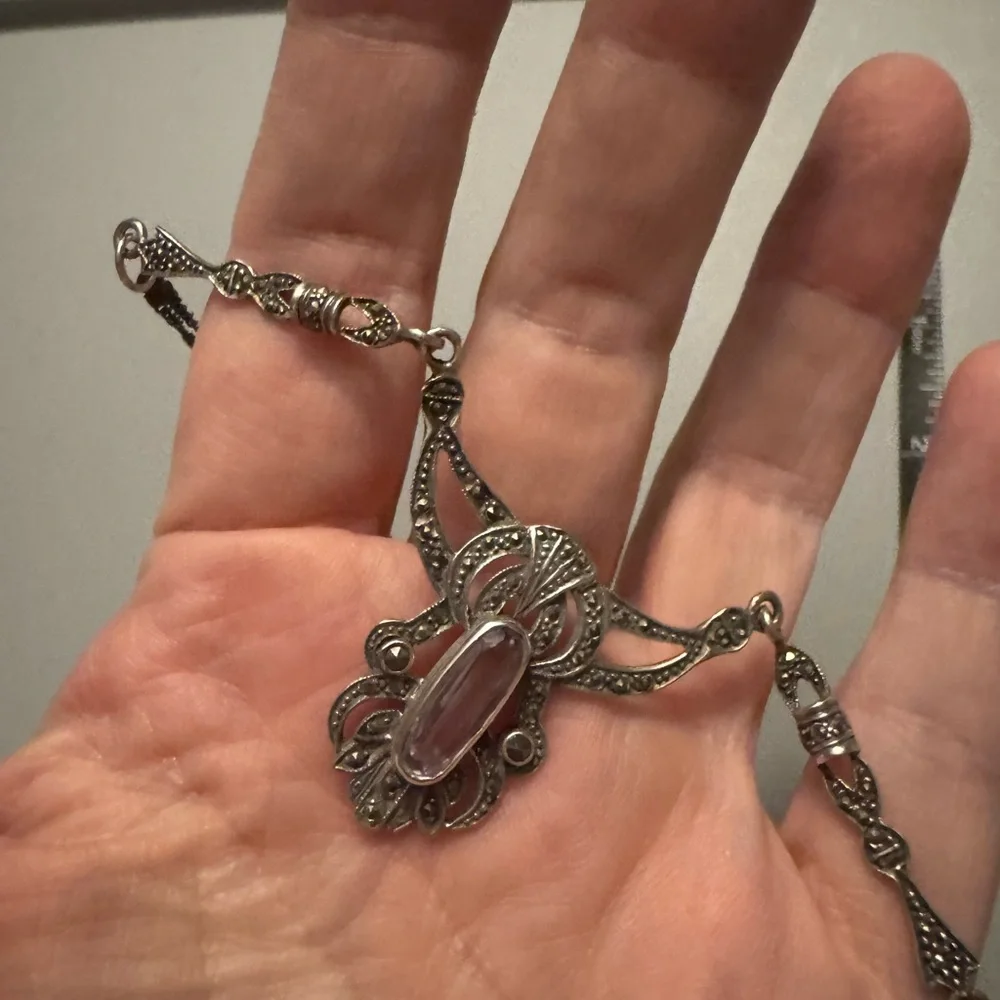 Elegant sterling silver and amethyst necklace. Rare and antique - Picture 8 of 10